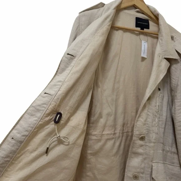 Banana Republic Womens French Utility Field Textured Jacket Size XL Oyster Gray - Picture 8 of 13